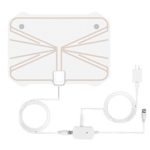 TV Antenna, Reignet 50 Mile Range Amplified Indoor HDTV Antenna with Detachable Amplifier Signal Booster and 16.5FT Coax Cable – White