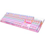 E-3LUE 104 Keys Mechanical Keyboard with Blue Switch,Anti-ghosting LED Backlit Water Resistant wired Gaming Keyboard (White)