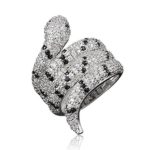 India Style Snake Shape 18K Gold Statement Ring White Gold Color Size 7