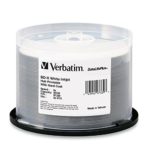 Verbatim BD-R 25GB 6X DataLifePlus White Inkjet Printable, Hub Printable – 50pk Spindle 97339