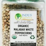 Indus Organics Malabar White Peppercorns, 8 Oz Jar, Premium Grade, High Purity, Freshly Packed