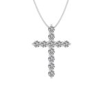 IGI Certified 14K Gold Cross Diamond Pendant Necklace (1/2 Carat)
