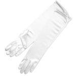 ZaZa Bridal 15.5″ Long Shiny Stretch Satin Dress Gloves Below-The-Elbow Length 8BL