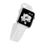 top4cus 42mm Soft Silicone Replacement Sport Strap iWatch Band for Apple Watch 42mm Edition & Sport & Apple watch Series 1 and Series 2 – Medium/Large – Special White