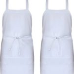 Professional Bib Apron (Set of 12, White, 32 x 28 inches) – Durable, String Adjustable, Machine Washable, Comfortable, Easy Care – by Utopia Wear