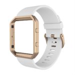 Fitbit Blaze Bands with Frame, Simpeak Silicone Replacement Band Strap with Rose Gold Frame Case for Fit bit Blaze Smart Fitness Watch, Small, White