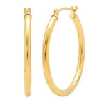 14K Yellow or White Gold 1 inch Hoop Earrings