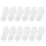 Falari 12 Pairs Boy Toddler Kids Cotton Socks (6-8 Years, White) 41004A-68