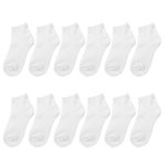 Falari 12 Pairs Boy Toddler Kids Cotton Socks (6-8 Years, White) 41004A-68