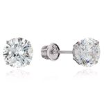 14k White Gold 2-6mm Basket Round Solitaire Cubic Zirconia Children Screw Back Baby Girls Earrings