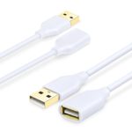 Costyle 2-Pack USB 2.0 6.6ft/2m USB Type A Male to A Female Extension Cord USB Cable Extender with Gold-Plated Connectors (White)