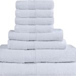 Premium 8 Piece Towel Set (White); 2 Bath Towels, 2 Hand Towels and 4 Washcloths – Cotton – Machine Washable, Hotel Quality, Super Soft and Highly Absorbent by Utopia Towels