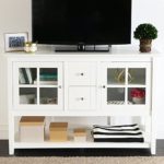 WE Furniture 52″ Console Table Wood TV Stand Console, White