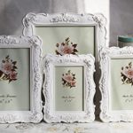Creative Photo Frame Roses Flowers Crystal Diamond White Europe Style Fashion Vintage Ornaments Photo Frames Home Accessories (6*8 inch)
