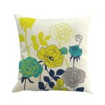 Pillowcases,Han Shi Branches Bird Print Linen Cushion Cover Cases Home Decor Soft Zipper Square Pillowslips Covers (B, White)