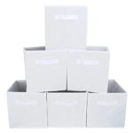 Set of 6 Foldable Fabric Basket Bin, EZOWare Collapsible Storage Cube For Nursery, Office, Home Décor, Shelf Cabinet, Cube Organizers – White