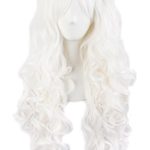 MapofBeauty 28″/70cm Lolita Long Curly Clip on Ponytails Cosplay Wig (White)