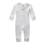 Owlivia Organic Cotton Baby Boy Girl Zip Front Sleep N Play Pajama Sleeper, Footless, Long Sleeve (Size 0-18 Month) (12-18 Months, White)
