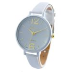 Watch,Han Shi Women Fashion Geneva Faux Leather Analog Quartz Wrist Watch Bracelet Band (M, White)