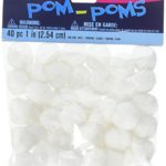 Darice 40-Piece Acrylic Pom Pom, 1-Inch, White