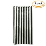 Pack of 3 Plastic Black and White Stripe Print Tablecloths – 3 Pack – Party Picnic Table Covers