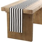 Ling’s moment Classical Durable Black and White Striped Table Runner – Cotton Canvas Fabric Table Top Decoration 12″ x 108″ / 9 FT