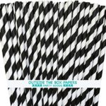 Outside the Box Papers Striped Paper Straws 7.75 Inches Pack of 100 Black, White