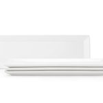 Rectangular Porcelain Serving Platters/Plates – Set of 4 – Size 10.5 X 3.5 Inches – White Timeless Design – Freezer, Microwave and Dishwasher Safe