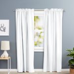 AmazonBasics Room Darkening Blackout Curtain Set with Tie Backs – 52″ x 84″, White