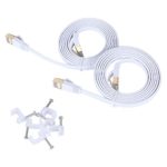 Cat7 Ethernet Cable Flat, jadaol Shielded (STP) with Snagless Rj45 Connectors – 5 Feet White(1.52 meters 2 Pack)