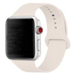 Band for Apple Watch 38mm, Guangzhi New Design (Metal Tuck Clasp Ouside/Correct Wearing Way in 4th Image) Soft Silicone Sport Strap Band for iWatch Series 1 / 2 / 3, Sport, Edition,38mm,Antique White