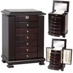 Best Choice Products Handcrafted Wooden Jewelry Box Organizer Wood Armoire Cabinet Storage Chest