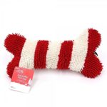 Red and White Striped Plush Dog Bone Christmas Pet Toy with Squeaker