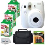 Fujifilm Instax Mini 8 Instant Film Camera (White) With Fujifilm Instax Mini 6 Pack Instant Film (60 Shots) + Compact Bag Case + Batteries Top Kit – International Version (No Warranty)