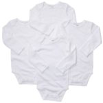 Carter’s Unisex-Baby 4-Pack Long Sleeve Bodysuits – White – 6M