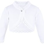 Lilax Baby Girls’ Knit Long Sleeve Button Closure Bolero Cardigan Shrug 3-6 Months White