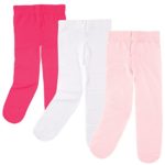 Luvable Friends Baby 3 Pack Tights For Baby, Dark Pink/Light Pink/White, 2T-4T