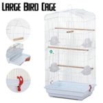 Yaheetech Large Metal Bird Cage with Handle for Budgie Parrot Canary Cockatiel, 18x14x36’’ White