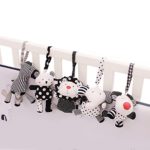 SHILOH Baby Crib Stroller Carseat Decoration 5PCS White and Black (Zoo Animals)