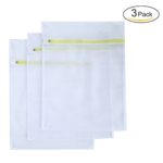 Laundry Bags, SASUM 3 Pack (3 Large) Mesh Thick Polyester Wash Bags Premium Durable White for Jeans, Lingerie,Socks, Bra,Sweaters, Coats in Washing Machine and Drier