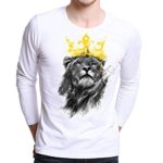 Han Shi Blouse, Fashion Men Long Sleeve T-shirt Lion Print Plus Size Casual Tank Tops (M=(US XS), White)
