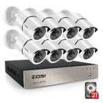 ZOSI 8CH FULL 1080P HD-TVI Video Security System DVR Recorder with 8 Weatherproof 1920TVL 2.0MP 100ft Night Vision Surveillance Camera System 2TB Hard Drive White (Aluminum Metal Housing)