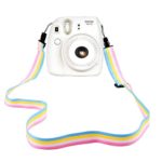 Elvam Camera Neck Shoulder Strap Belt in Rainbow Blue Yellow White Pink Color for Digital Camera / Fujifilm Instax Camera Mini 9 / Mini 8 / Mini 8+ / Mini 7s / Mini 25 / Mini 50s / Mini 90