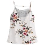 Women Vest Tops,Napoo Flower Print Top Halterneck Chiffon Lace Tank Crop Teens Girl (XL, White)