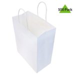 10x5x13 Pack Of 100 White Kraft Paper Bags, Shopping Bags, Event Bags, Gift Bags, Party Favor Bags, Merchandise Retail Bags