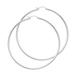 14k White Gold 2mm Thickness Hinged Hoop Earrings – 10 Different Size Available