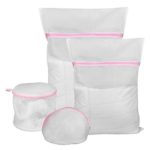 4 Pack Mesh Laundry Bags – 1 Extra Large, 1 Medium, 1 Triangular Shape Bra-Saver Bag, 1 Domed Wash Bag, Comsun Delicates Travel Laundry Bags for Washing Sweater Underwear Bra