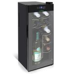 Nutrichef 12 Bottle Thermoelectric Wine Cooler Refrigerator | Red, White, Champagne Chiller | Counter Top Wine Cellar | Quiet Operation Fridge | Touch Temperature Control