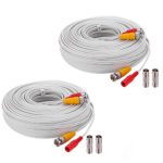 WildHD 2x150ft BNC Cable All-in-One Siamese Video and Power Security Camera Cable Extension Wire Cord with 2 Female Connetors for All HD CCTV DVR Surveillance System(150ft 2pack Cable, White)