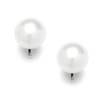 Mariell White Pearl 9mm Stud Clip-On Earrings – Genuine Shell Pearls – Organic Mother of Pearl Finish